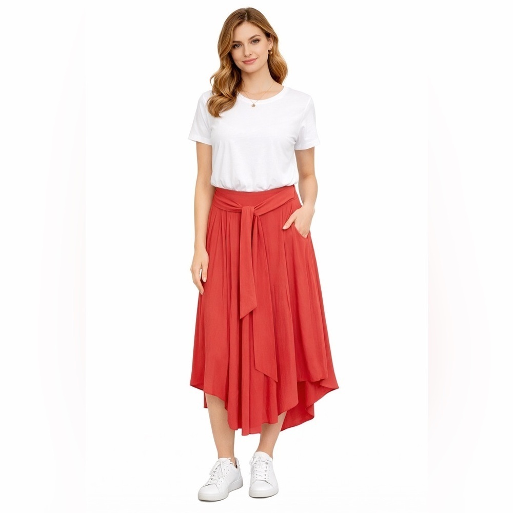 Halara Red High-Low Midi Skirt with Tie
Waist - Size M